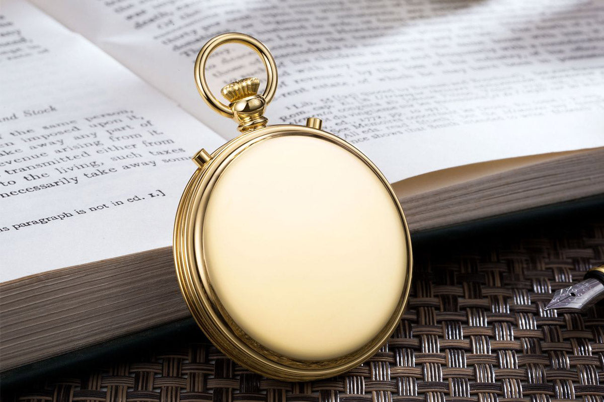 Aerowatch Lépine Mechanical swiss pocket watch 69681 J101 caseback view with gold-plated case