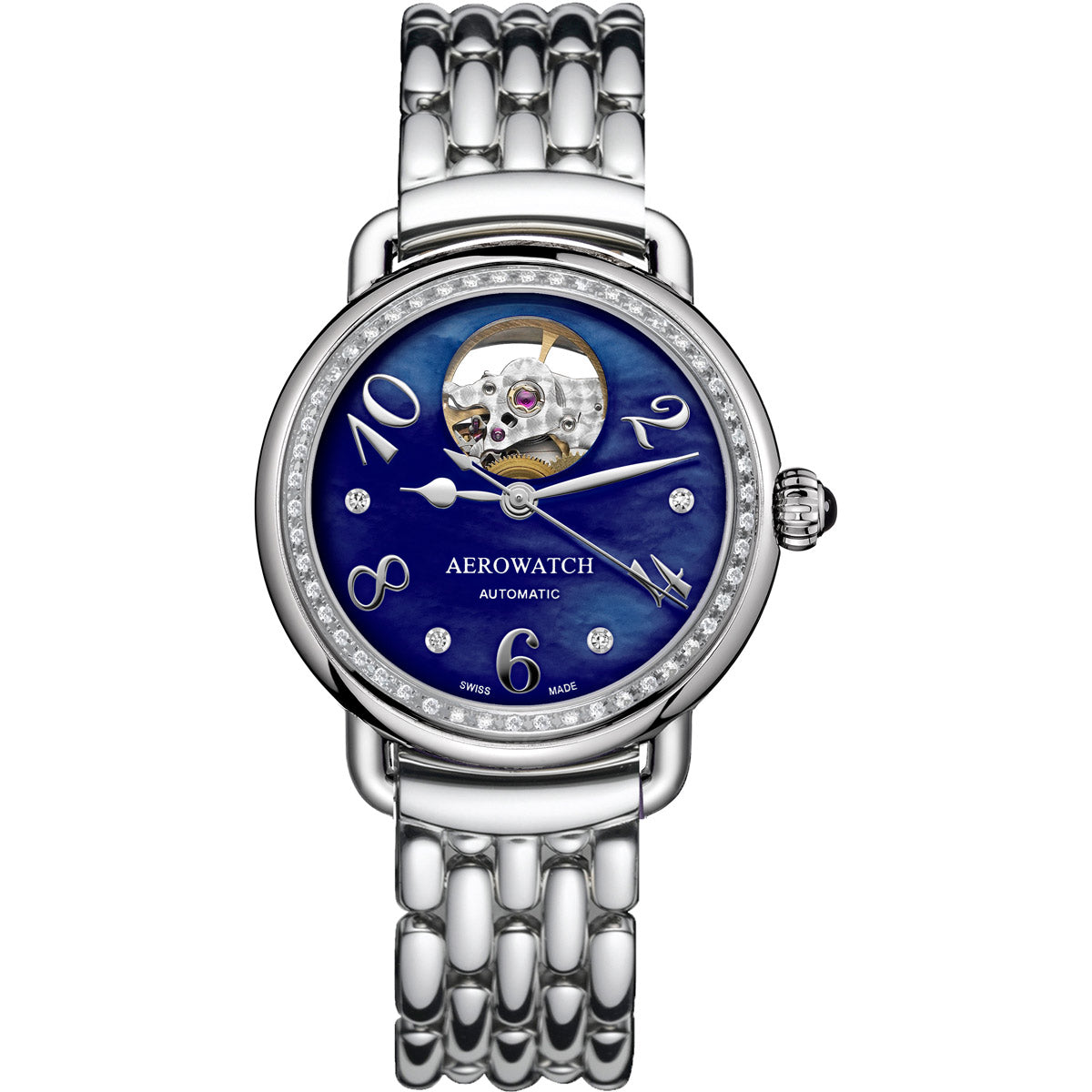 Aerowatch 1942 Lady Elegance Automatic Open Heart Diamond