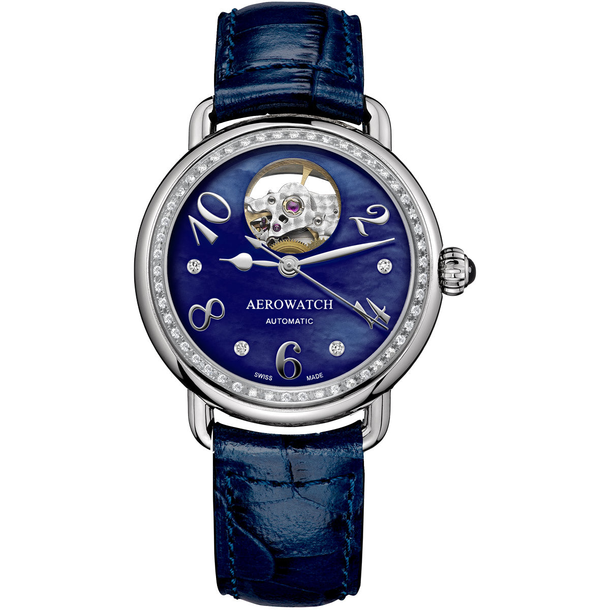 Aerowatch 1942 Lady Elegance Automatic Open Heart Diamond