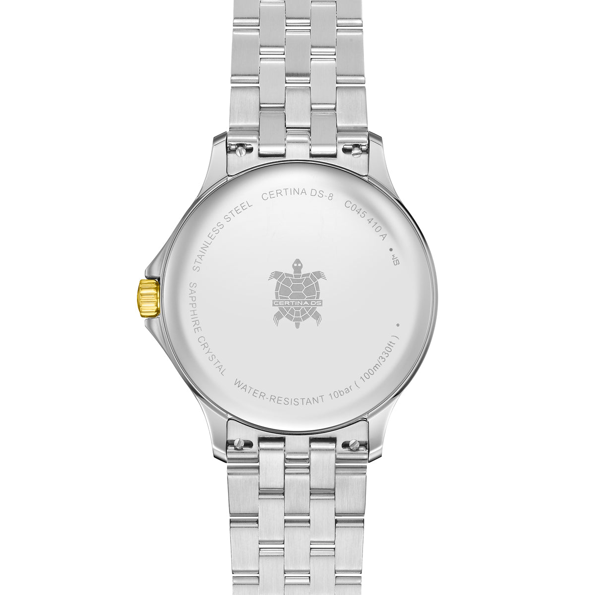 Certina DS-8 Gent PVD-coated steel caseback with Swiss Made engraving