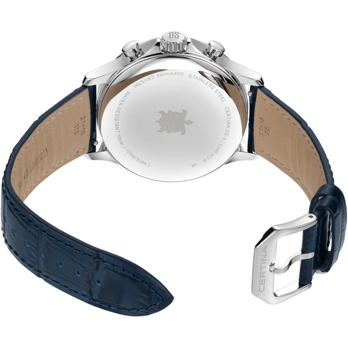 Certina DS-8 Chrono leather strap with stainless steel pin buckle