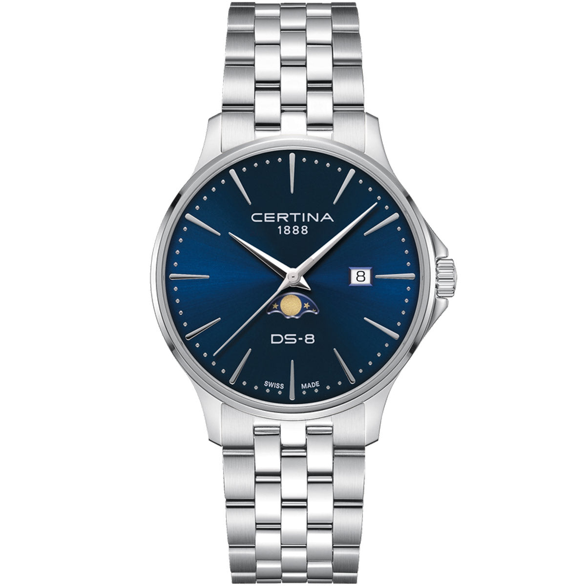 Certina DS-8 Moonphase Gent Blue Dial Steel Bracelet - Swiss Watch