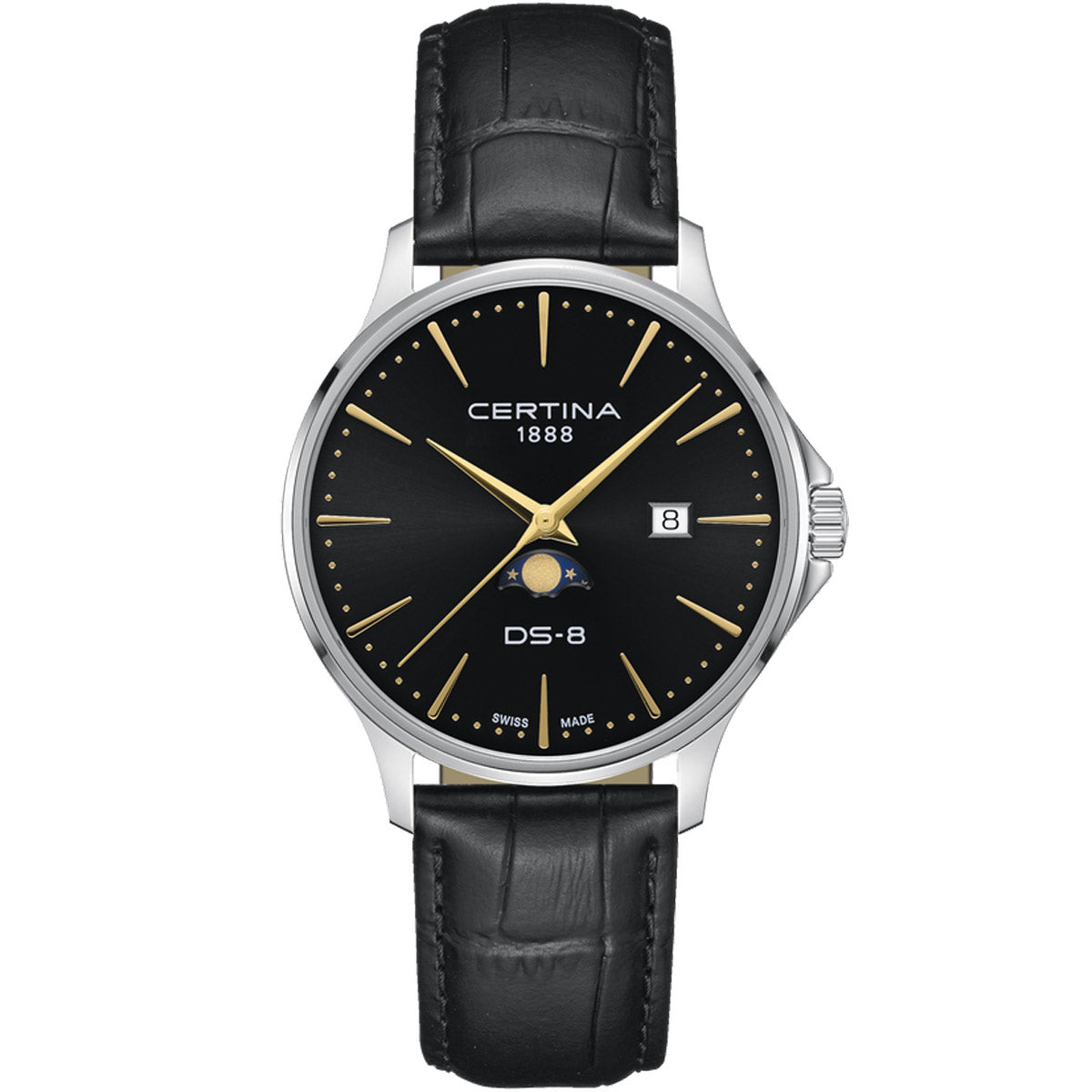 Certina DS-8 Moonphase Gent Black Dial - Swiss Men's Watch