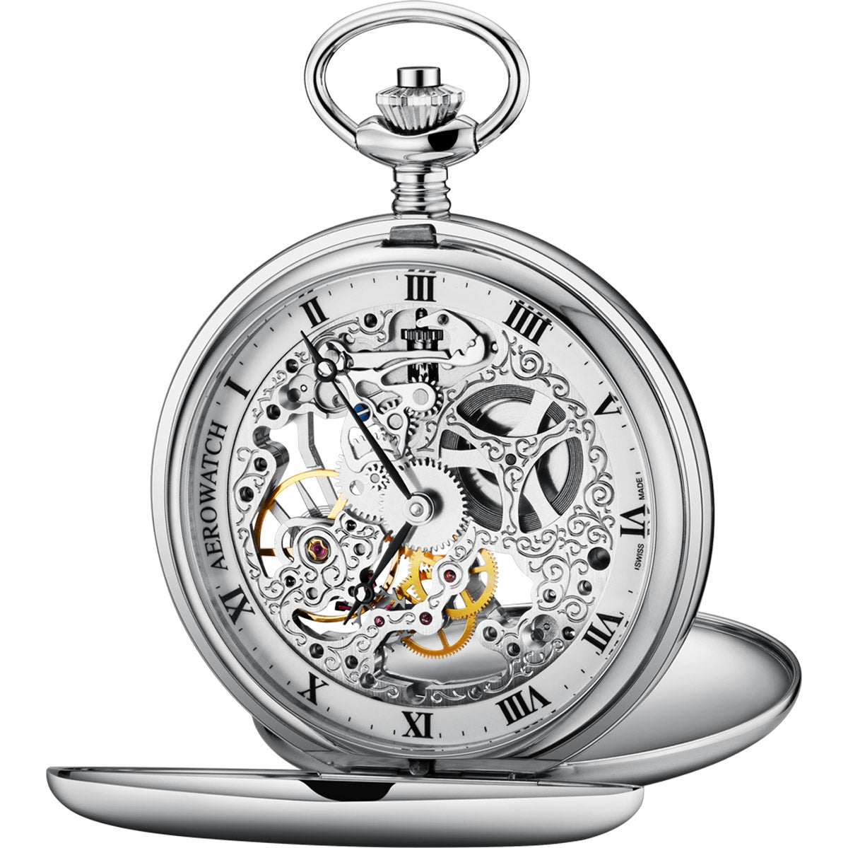  Aerowatch Savonnettes Skeleton Swiss pocket watch lifestyle presentation