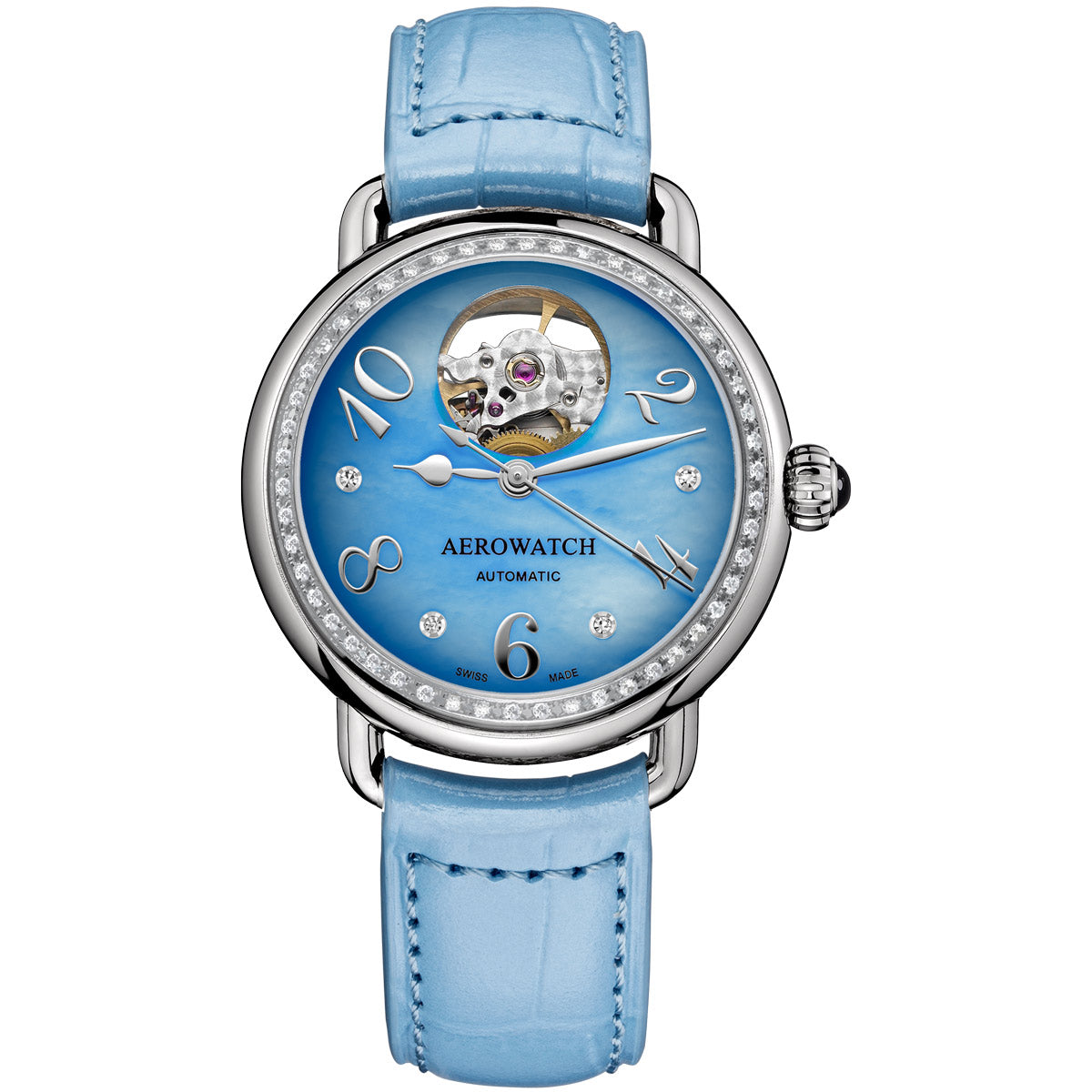 Aerowatch 1942 Lady Elegance Automatic Open Heart Diamond