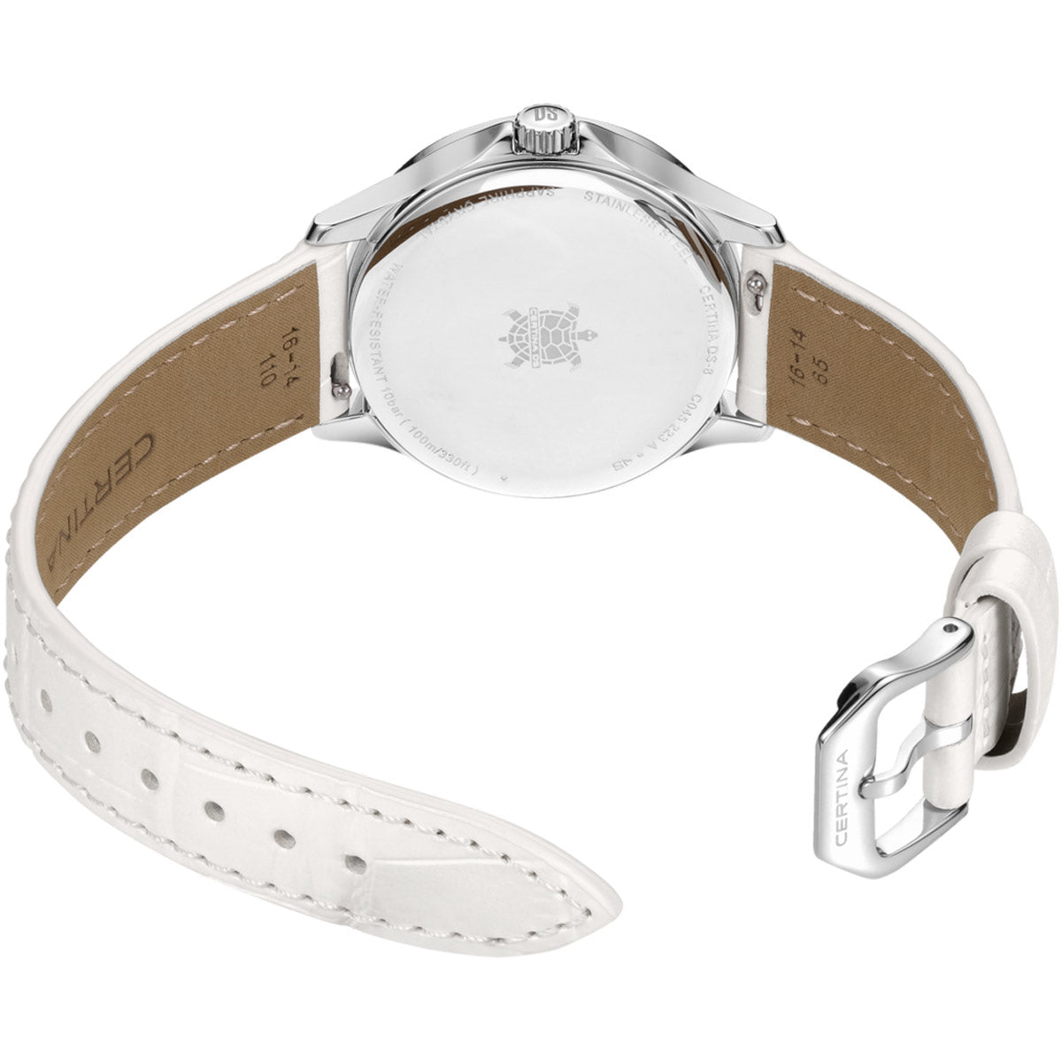 Certina DS-8 Moonphase Lady White Leather - Swiss Luxury Watch
