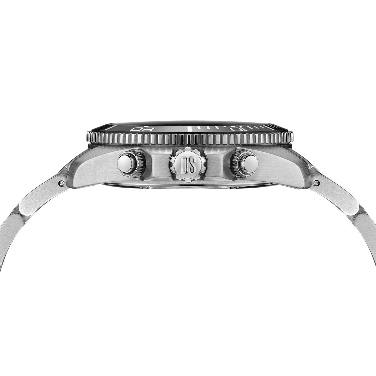 Certina DS Action Chronograph 43 mm – side profile, stainless steel case, 300 m water resistance