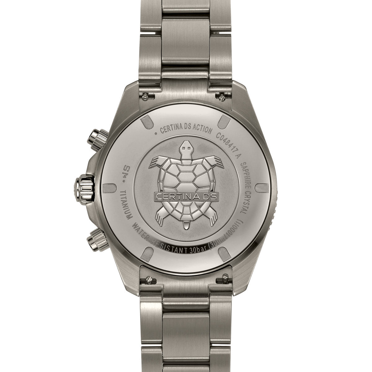 Certina DS Action Chronograph 43 mm – Titanium caseback detail